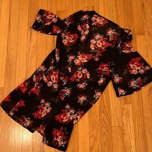 SheIn Black Floral Kimono